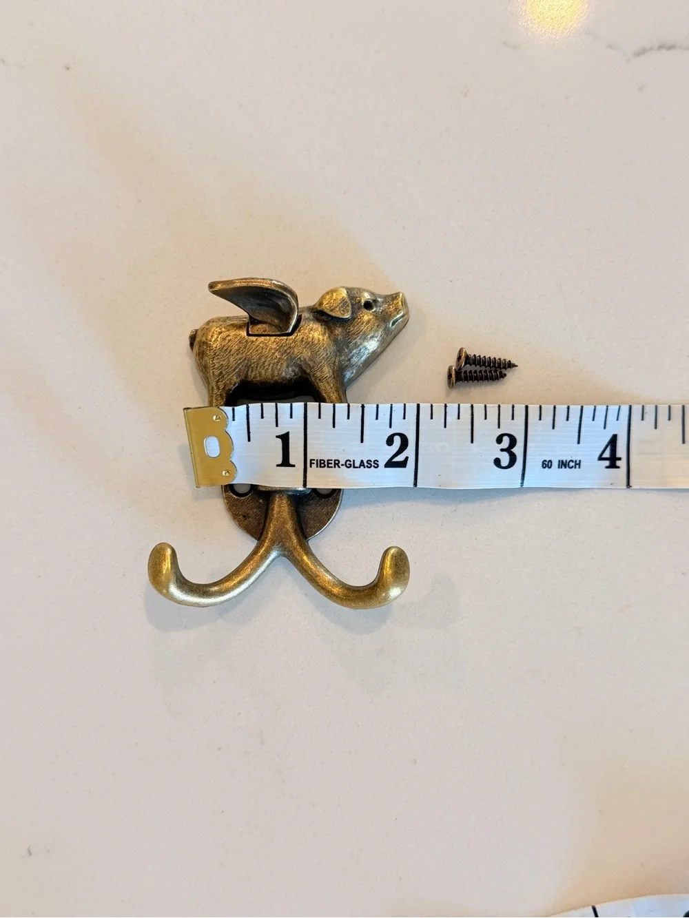 Flying Pig Double Hook Wall Hanger - Antique Brass NWOT